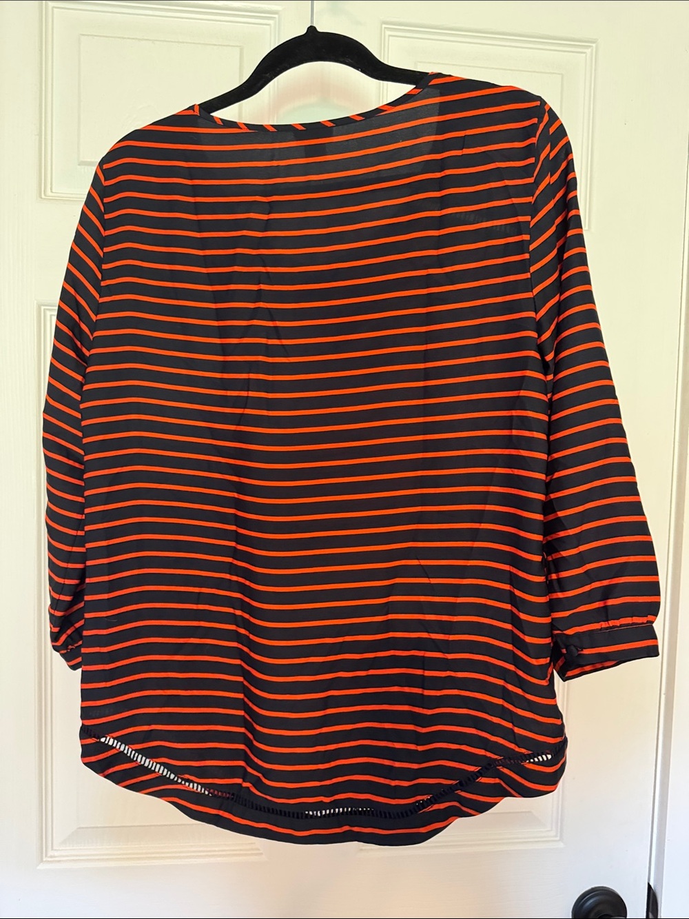 J. Crew Women’s Navy & Orange Striped Scoop Neck Blouse - Picture 7 of 7